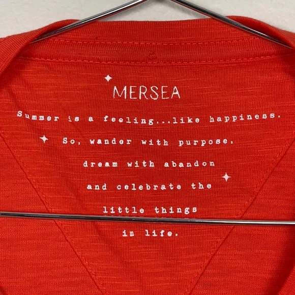 MERSEA Catalina Slub Tee Orange Red Oversized French Tuck Side Slit One Size - Picture 7 of 13